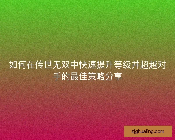 如何在传世无双中快速提升等级并超越对手的最佳策略分享