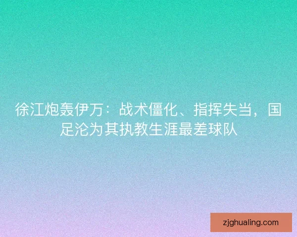 徐江炮轰伊万：战术僵化、指挥失当，国足沦为其执教生涯最差球队